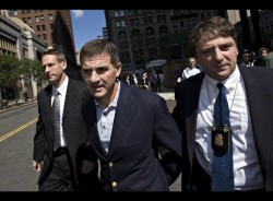 FBI agents escort handcuffed Bear Stearns hedge fund managers